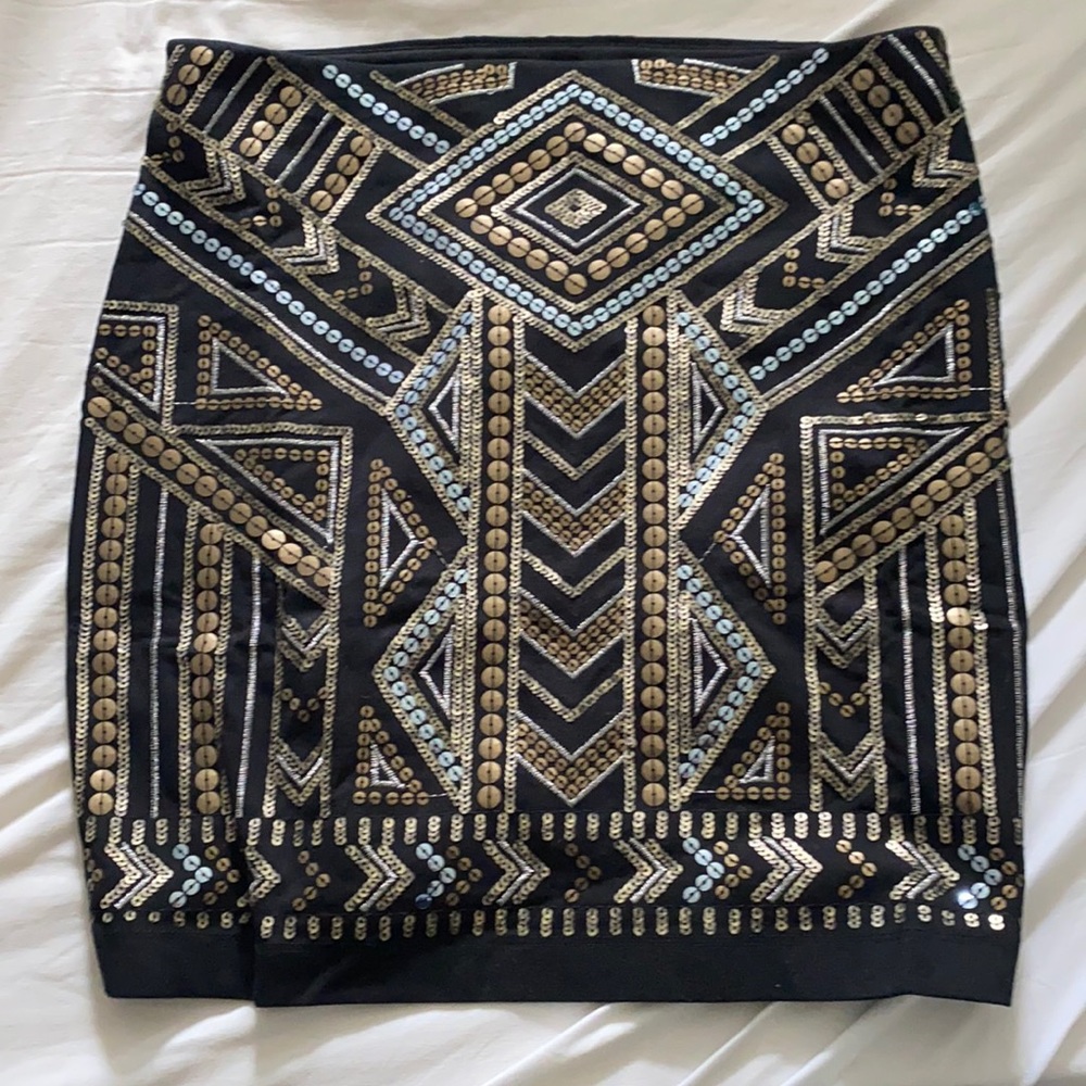 Express sequined skirt black/gold NWT
